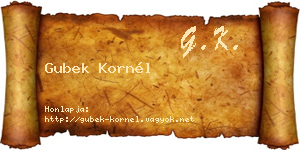 Gubek Kornél névjegykártya